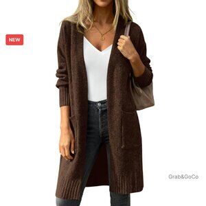Oversized Chunky Knit Cardigan Long Sleeve Open Front Winter Sweater Cozy